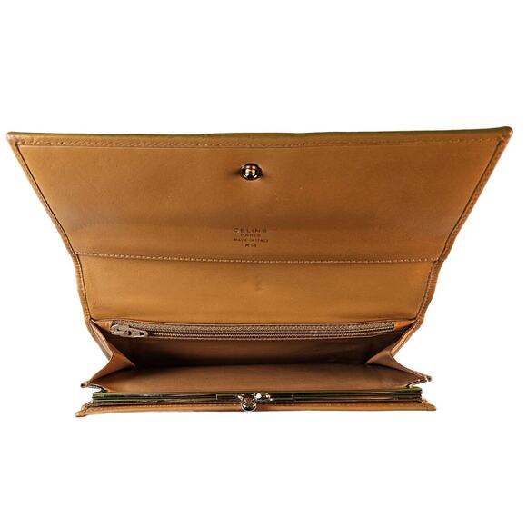 Celine Macadam Continental Coated Canvas/Leather Long Wallet w/Kiss Lock & Zip - Picture 5 of 11